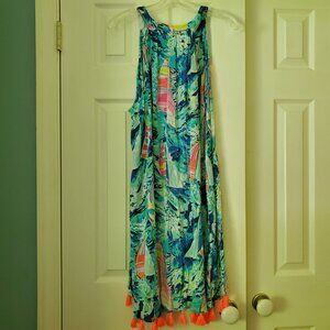 NWOT Lilly Pullitzer Crinkle Dress with Fringe Hem XL
